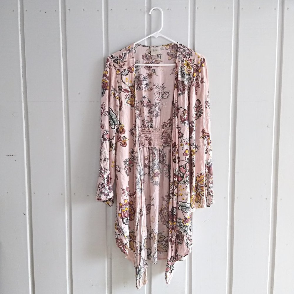 M Women's Floral Long Kimono Top